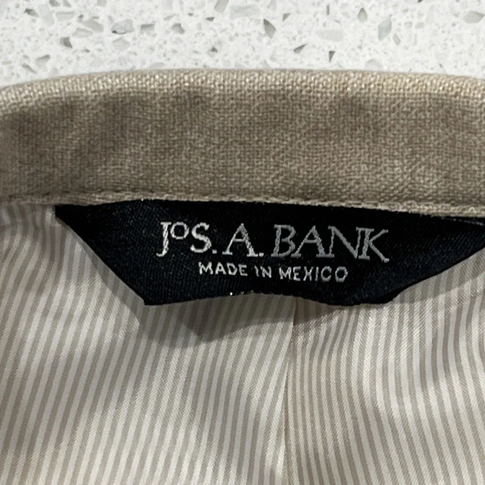 Jos A Bank Tropical Blend Blazer 44L Long Tan Linen Wool Blend Tailored Fit